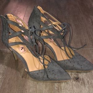 Grey laced heels